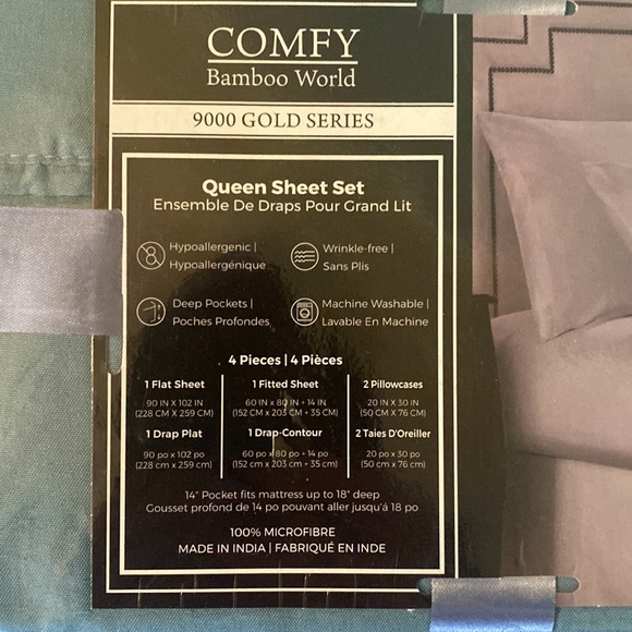 Comfy Bamboo World 4pc queen sheet set - Picture 2 of 5